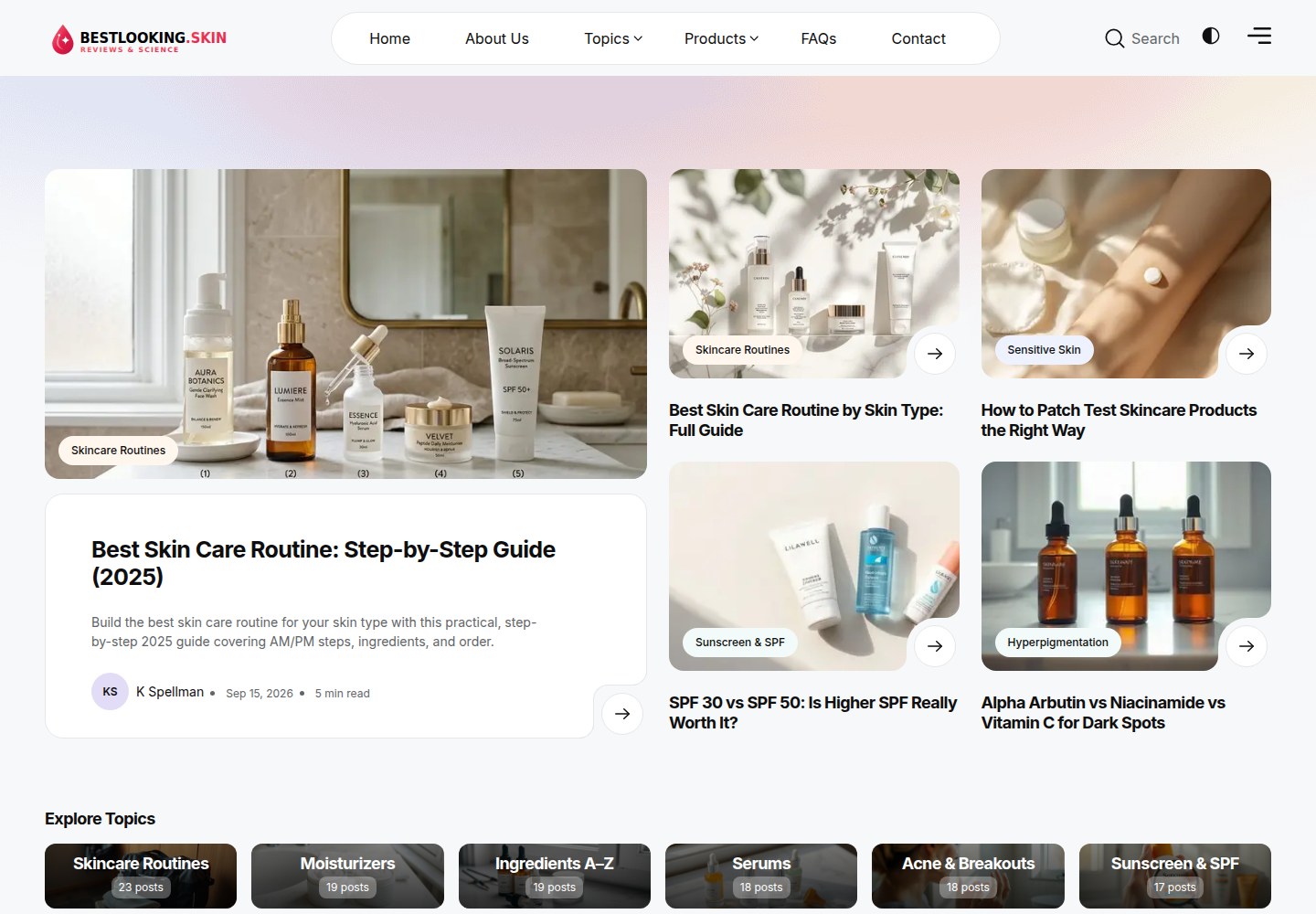 Screenshot of the live BestLooking.Skin website