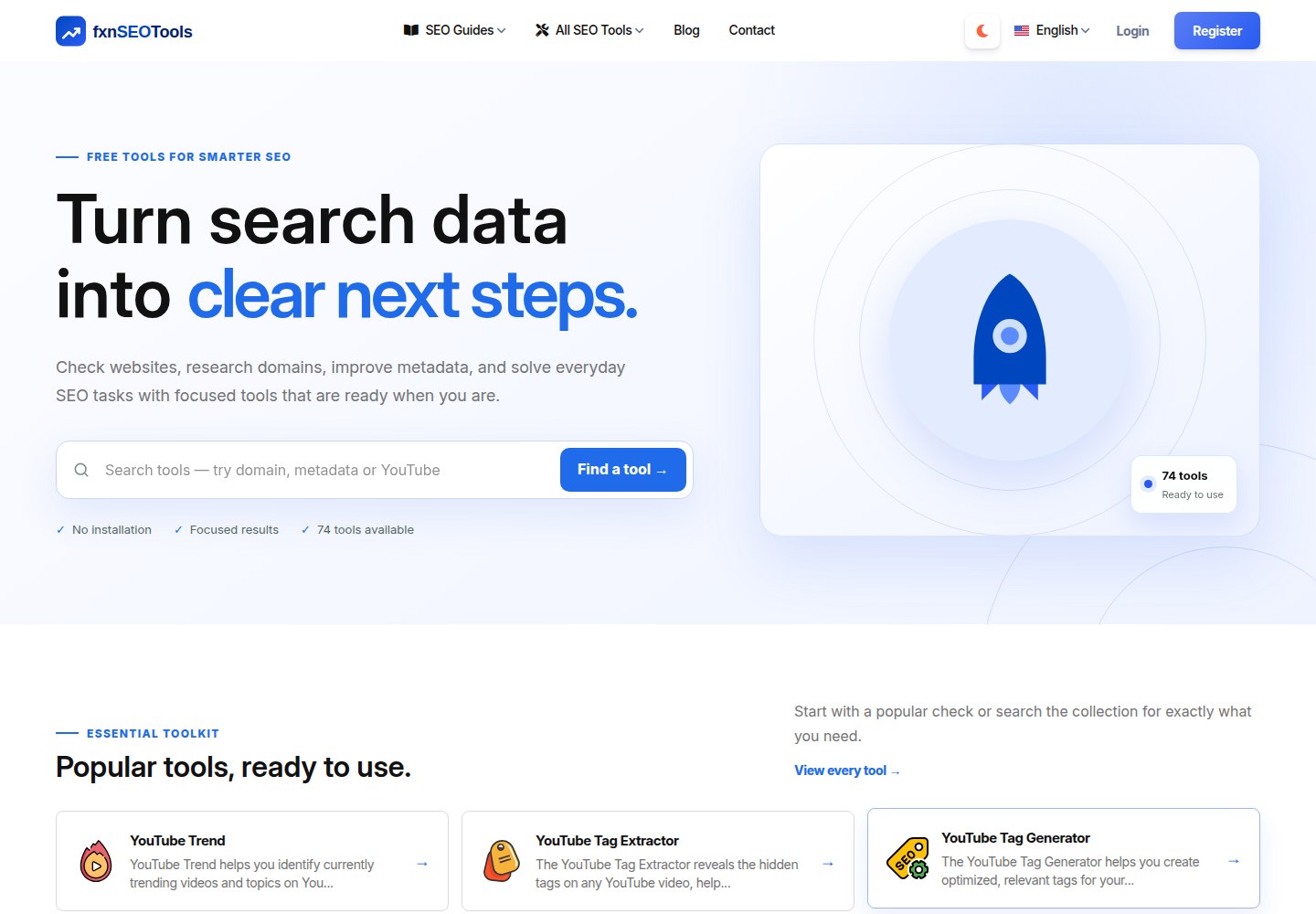 Screenshot of the live FXN SEO website